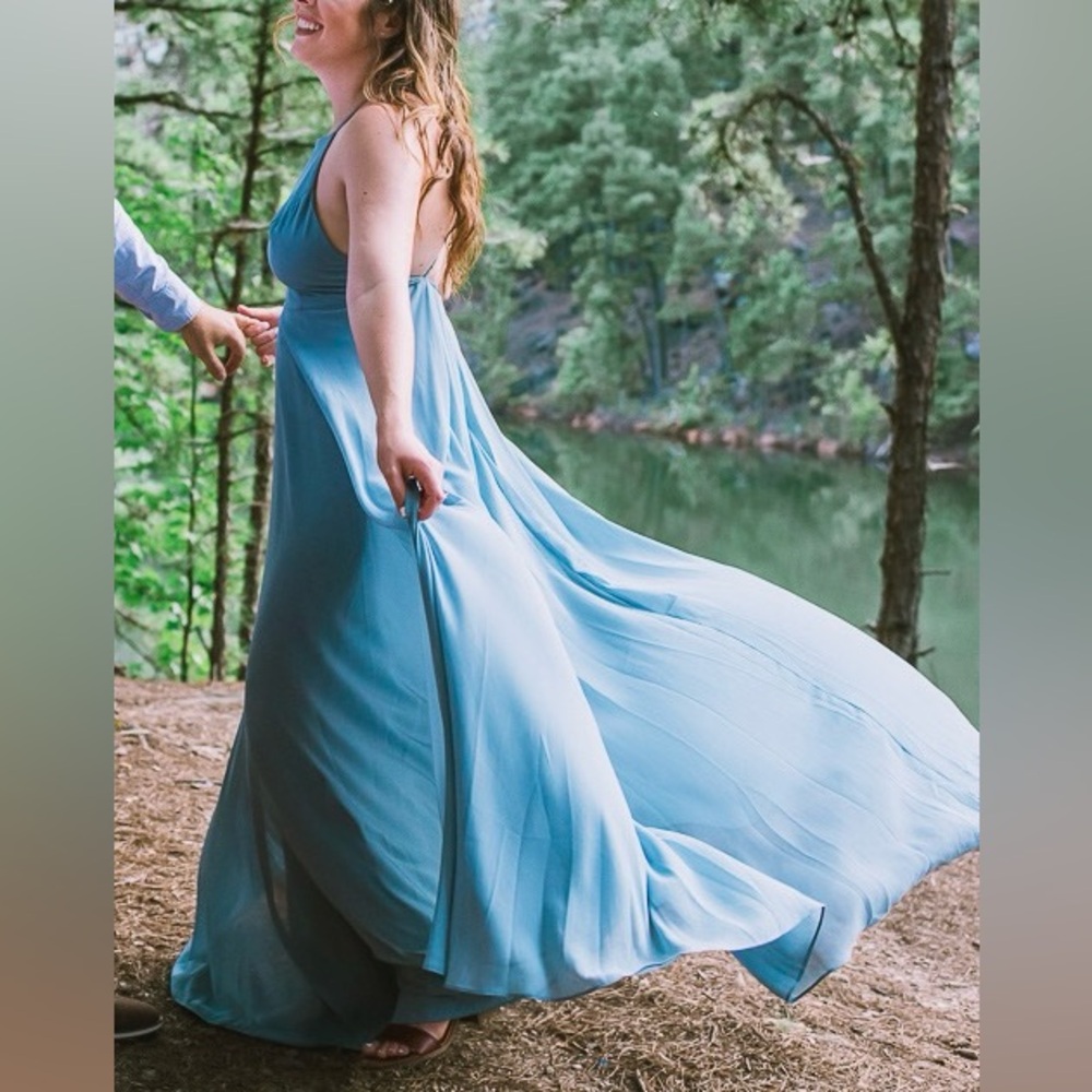 Lulu's Sky Blue Backless Dress